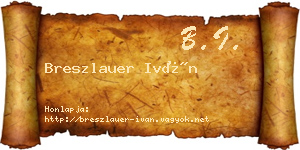 Breszlauer Iván névjegykártya